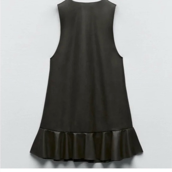 ZARA FAUX LEATHER DRES IN OLIVE GREEN - Picture 3 of 8